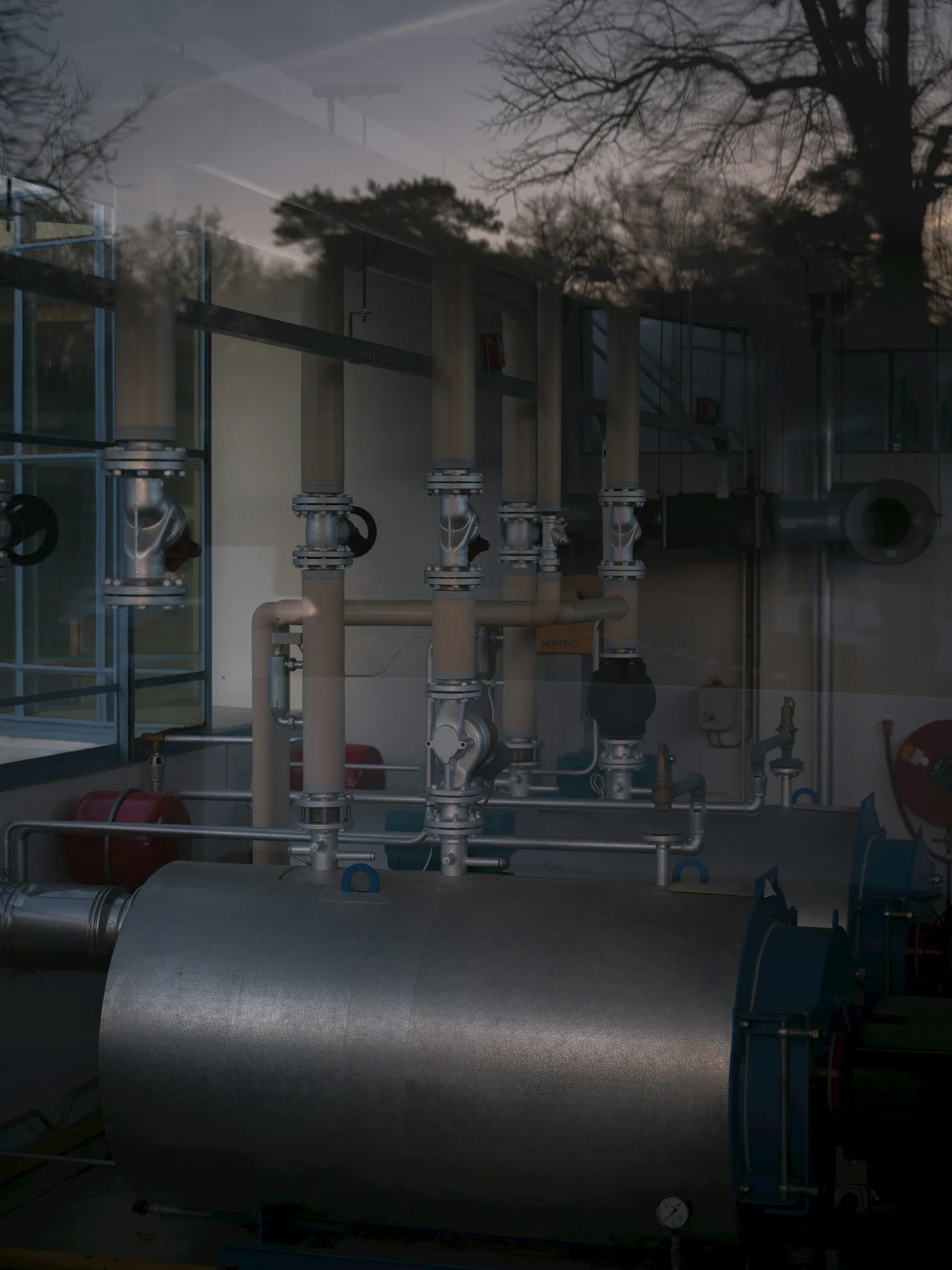 Process equipment, vessels and pipework inside an industrial plant